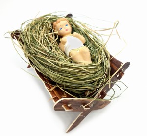 Jezus na sianku  w żłobku Boże Narodzenie 