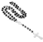 Różaniec Matka Boska czarno-srebrny