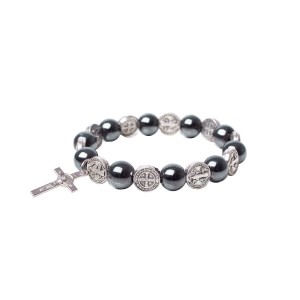 Bransoletka dziesiątek różańca św. Benedykt - hematyt