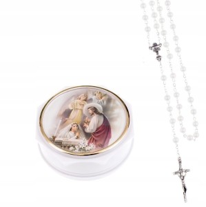 Różaniec komunijny + etui - dziewczynka